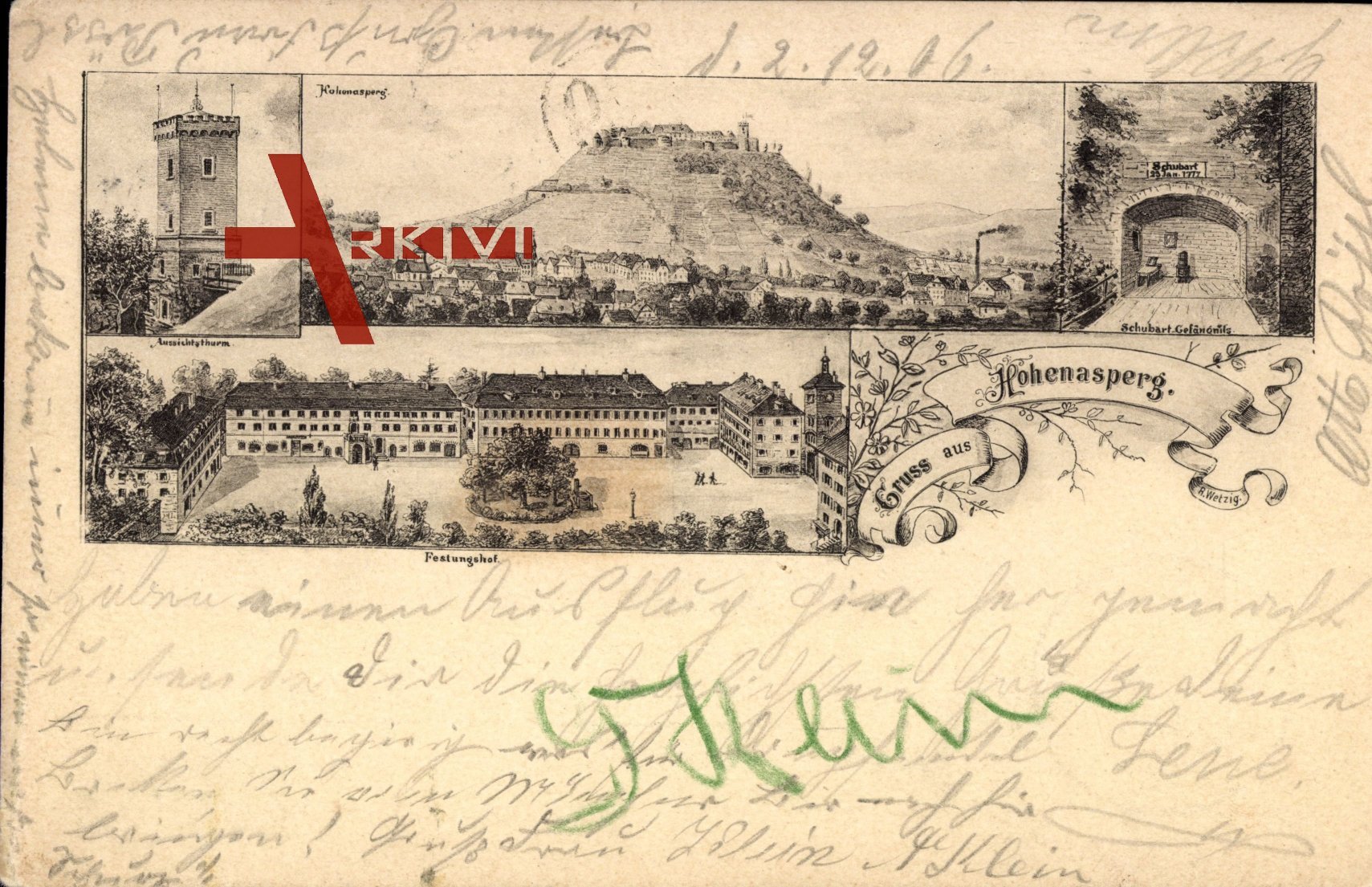 Asperg, Blick auf die Festung Hohenasperg mit Festungshof und Gefängnis