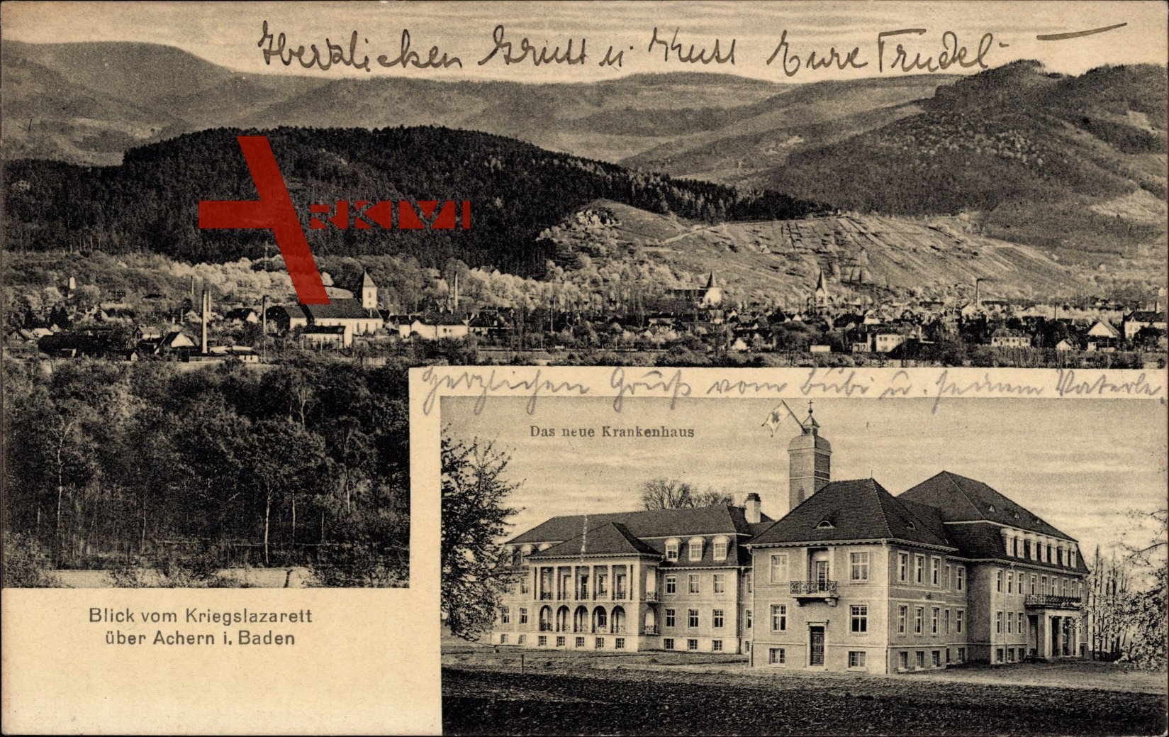 Achern in Baden Ortenaukreis, Blick vom Kriegerlazarett, Krankenhaus