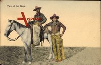Two of the Boys, Indianer, Cowboys, Pferd, Lederhosen mit Fell bezogen, USA