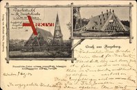 Augsburg, Dachstuhl der St. Josephskirche Juni 1900, Tischler bei der Arbeit