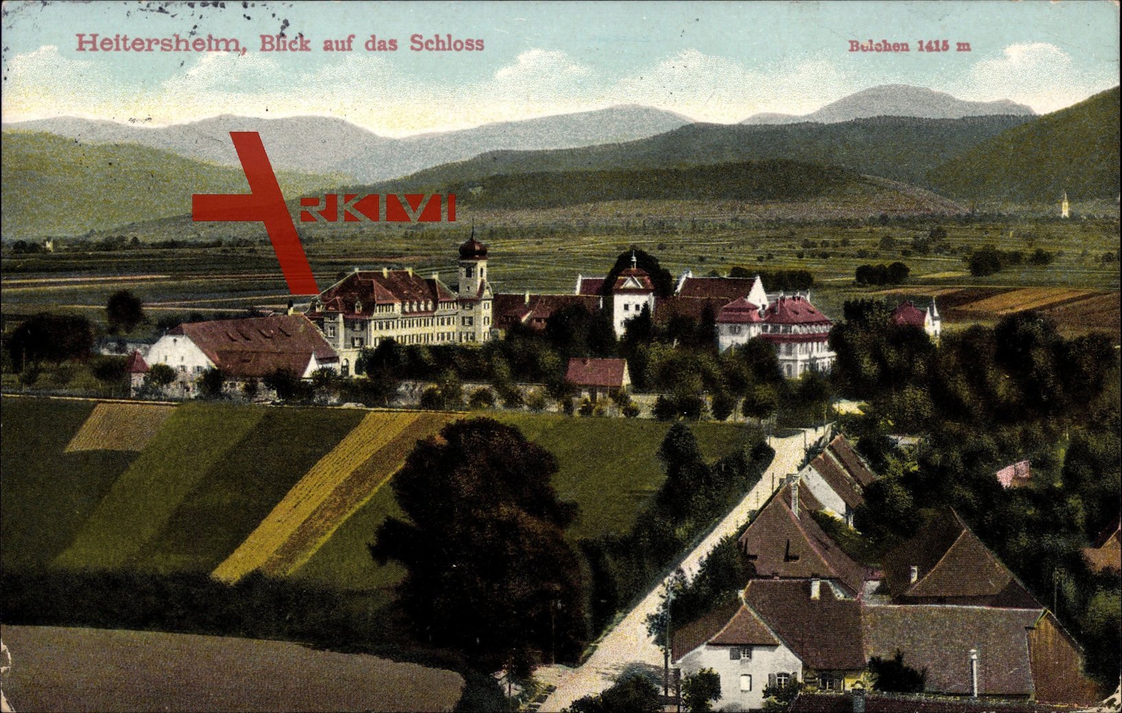 Heitersheim Hochschwarzwald, Blick auf das Schloss mit Belchen