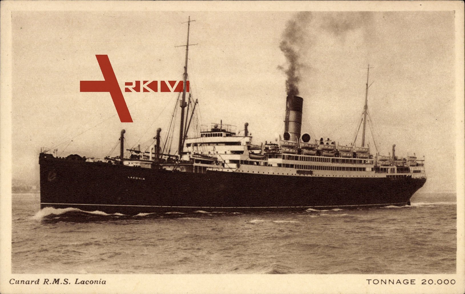 Cunard Line, R.M.S. Laconia, Dampfschiff, Ansicht Backbord