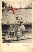 D.R. Kongo Zaire, Famille Bangali, Afrikaner, Familie, Hütte