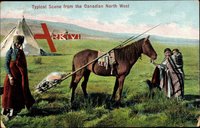 Indianer, Typical Scene from the Canadian North West, Indians, Horse