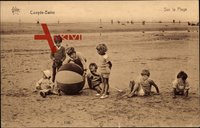 Coxyde Bains Westflandern, Sur la Plage, Kinder am Strand, Spielball