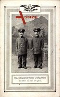 Zwillingsbrüder Gustav und Paul Horn, 31 Jahre alt, 125 cm groß, Liliputaner