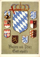 Wappen Bayern und Pfalz, Gott erhalt's, Länderwappen
