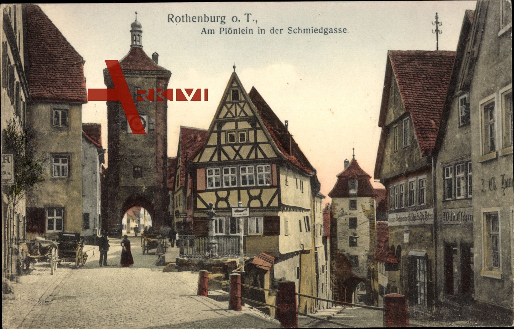 Rothenburg ob der Tauber, Partie am Plönlein in der Schmiedgasse