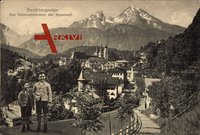 Berchtesgaden, Gesamtansicht der Stadt, Kinder in Trachten