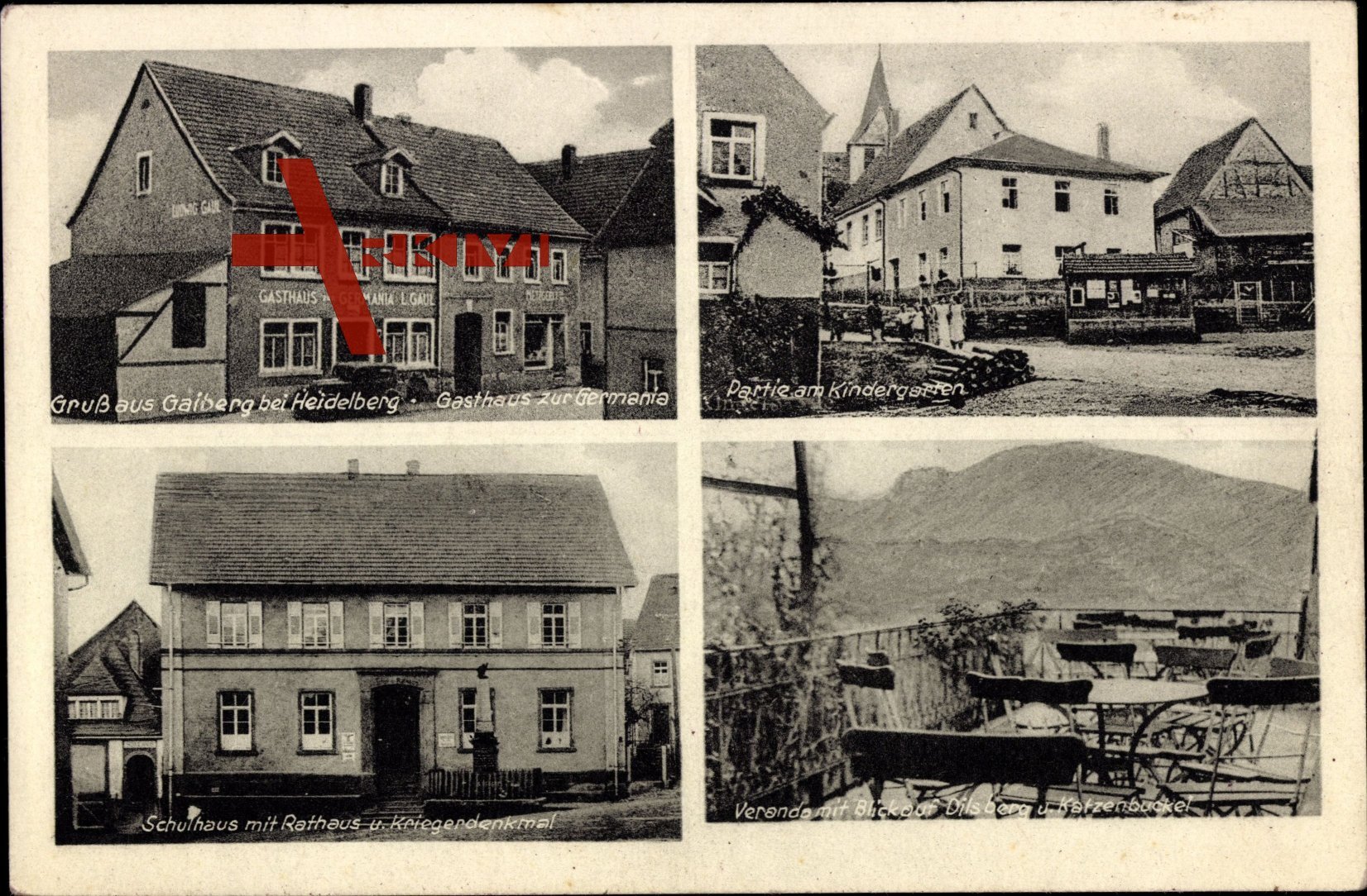 Gaiberg, Gasthaus zur Germania, Ludw. Gaul, Kindergarten, Schule, Dilsberg