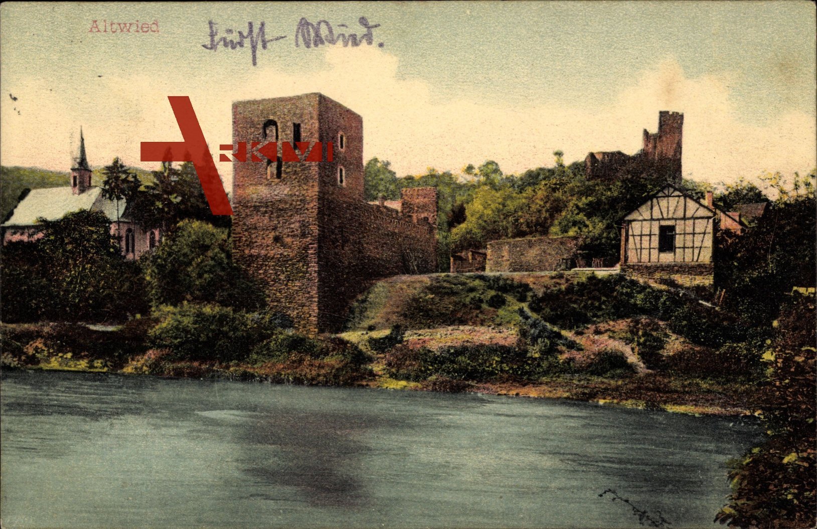 Altwied Neuwied, Blick auf die Ruine der Burg Altwied