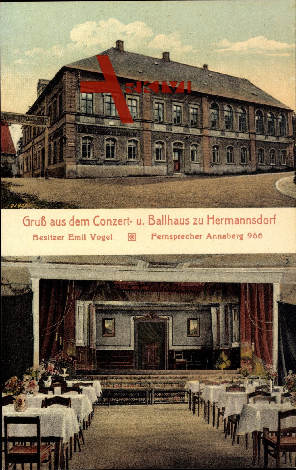 Hermannsdorf Elterlein, Konzert und Ballhaus, Emil Vogel, Innenansicht