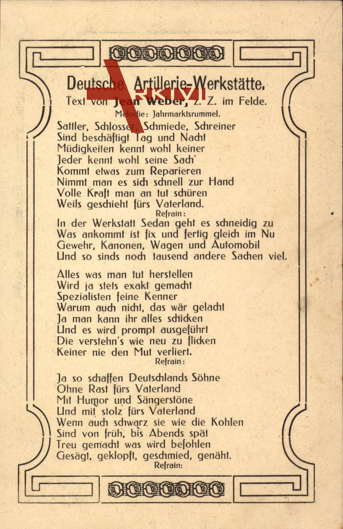 Lied Deutsche Artillerie Werkstätte, Jean Weber, Jahrmarktsrummel