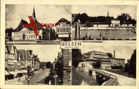 Uelzen, Rathaus und Turm der Marienkirche, Sommerbad, Außenmühle