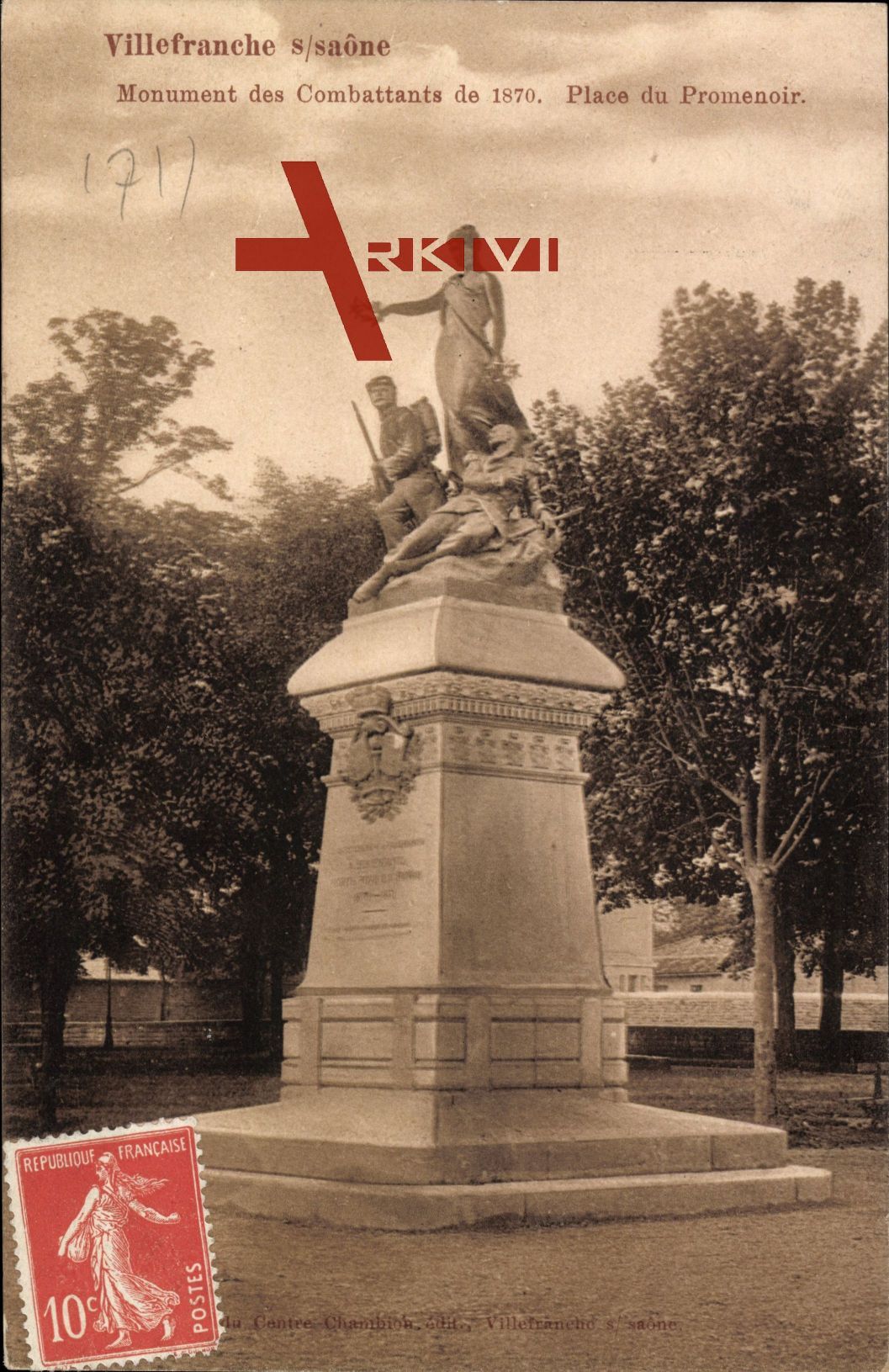 Villefranche sur Saône Rhône, Monument des Combattants de 1870, Promenoir