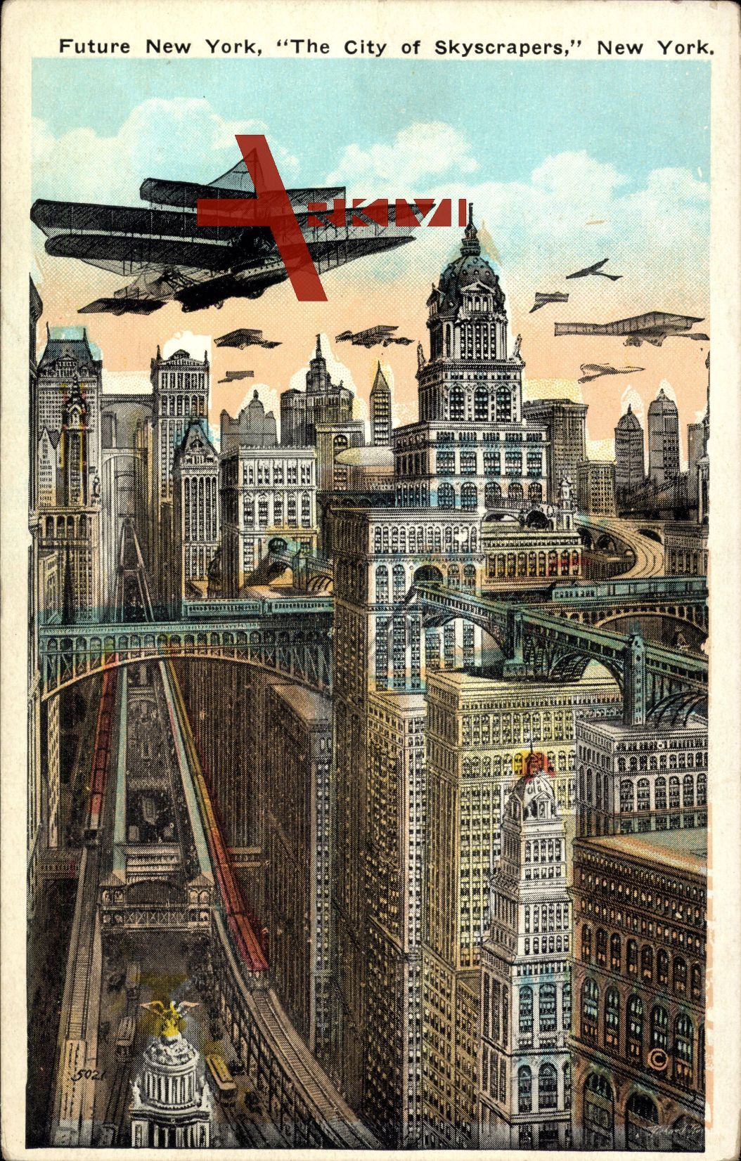 Zukunft New York City USA, Future, The City of Skyscrapers, Planes
