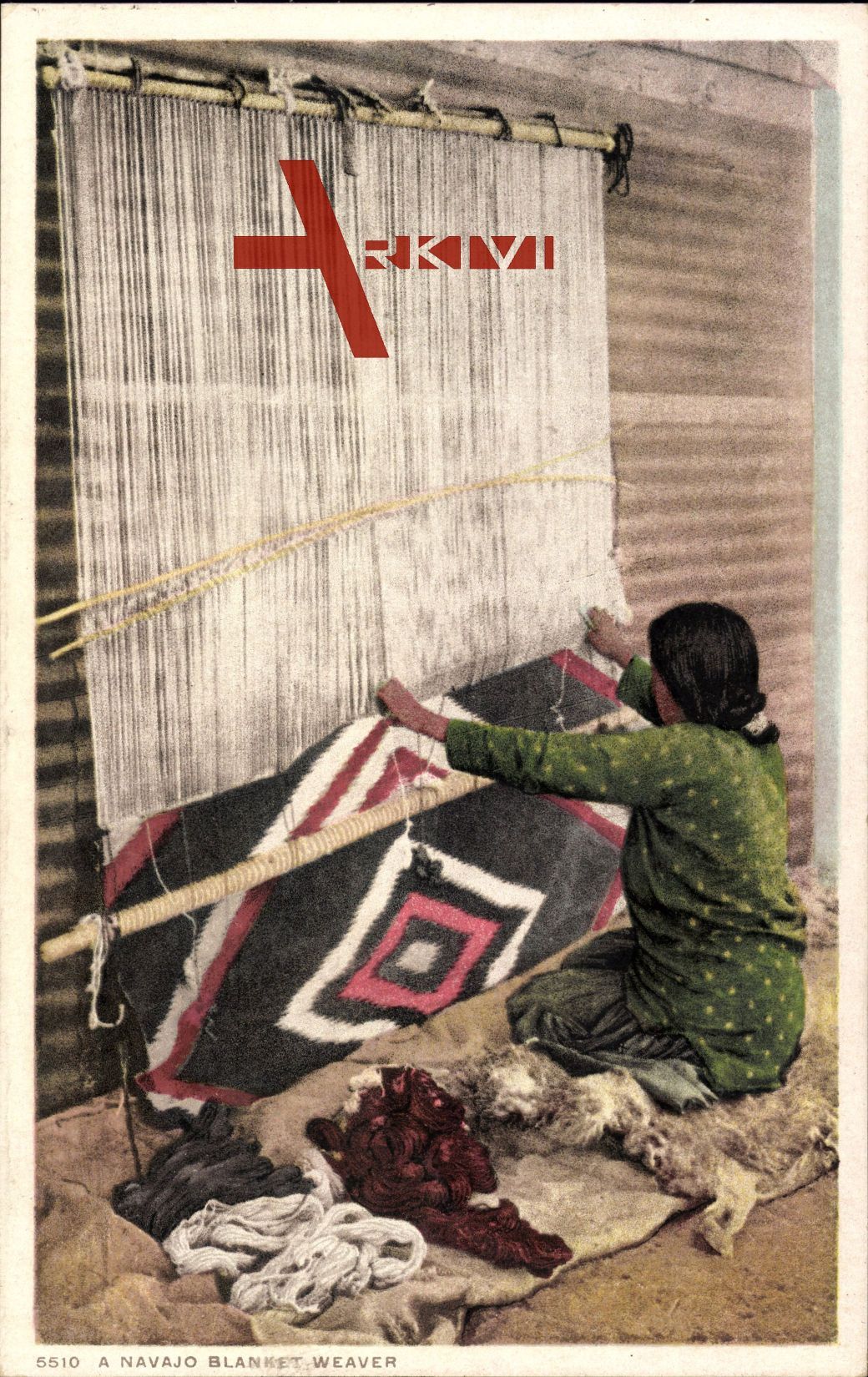 A Navajo Blanket Weaver, Teppichweberin, Indianerin, USA