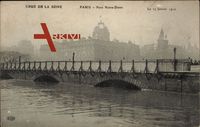 Crue de la Seine, Paris, Pont Notre Dame, 27 Janvier 1910, Hochwasser