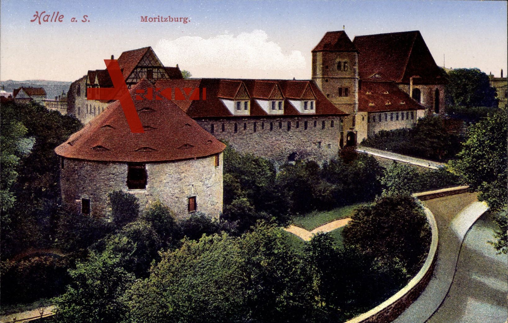 Halle Saale, Partie an der Moritzburg, Außenfassade, Wohnschloss