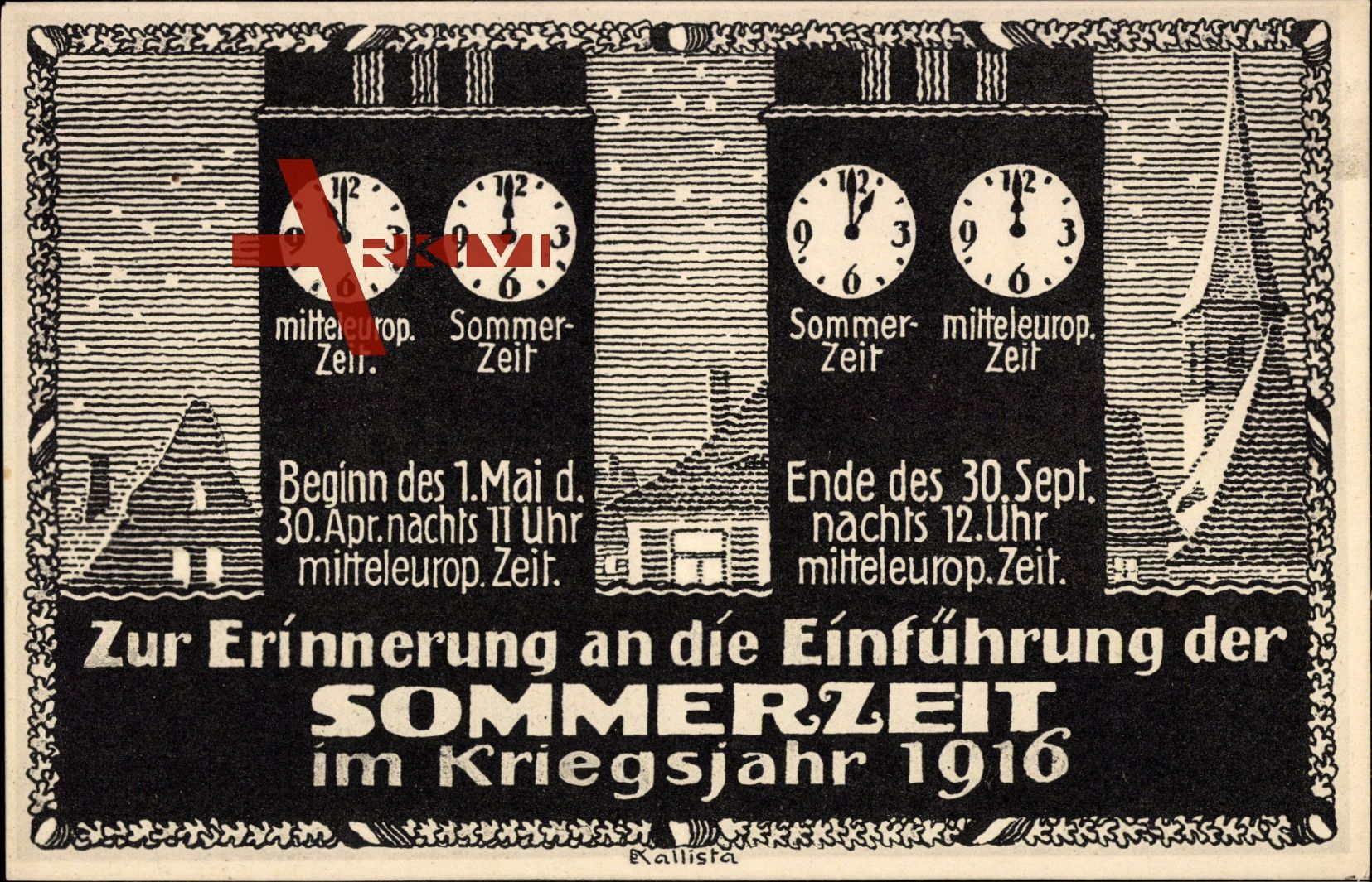 Einführung der Sommerzeit im Kriegsjahr 1916, Uhren