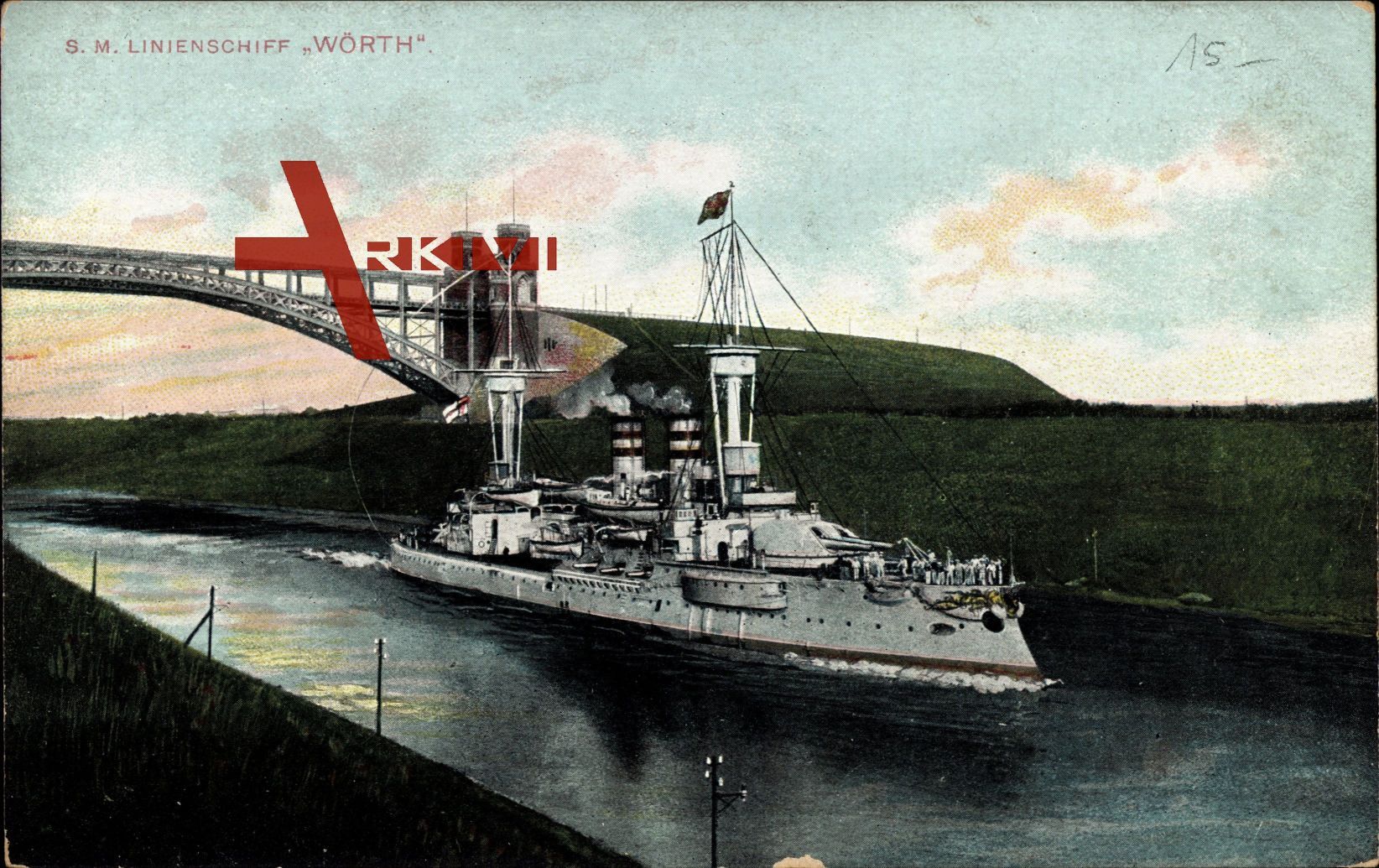 Deutsches Kriegsschiff, Levensauer Hochbrücke, S.M. Linienschiff Wörth