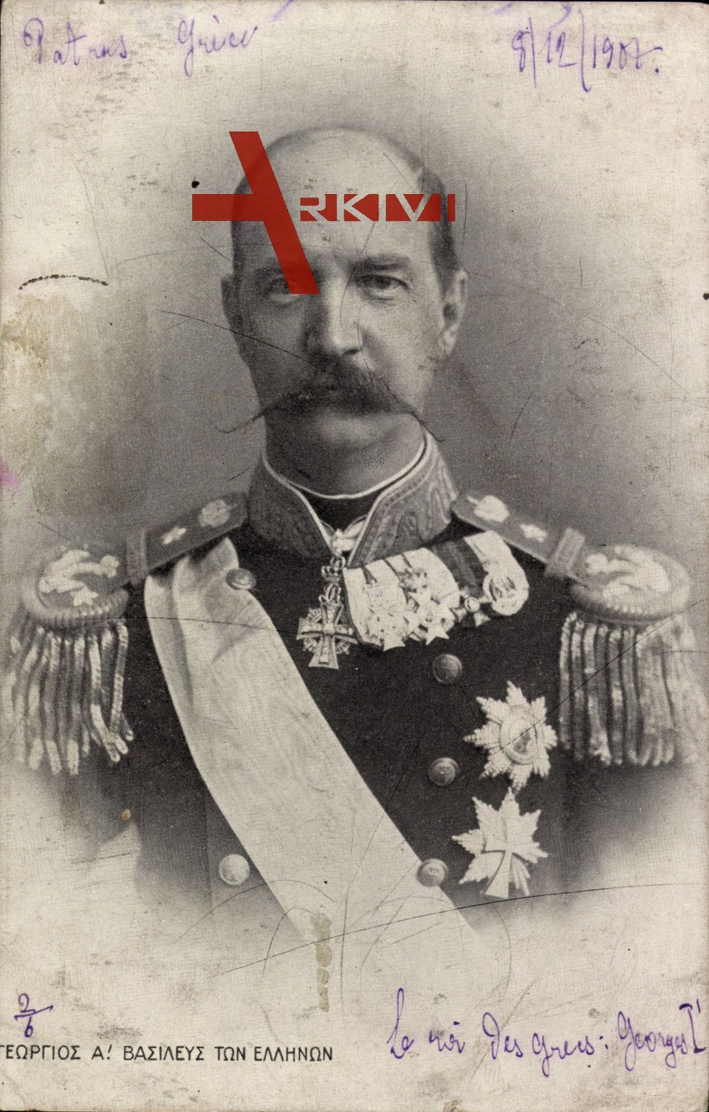 König Georg I. von Griechenland, Portrait, Orden, Schärpe, Uniform