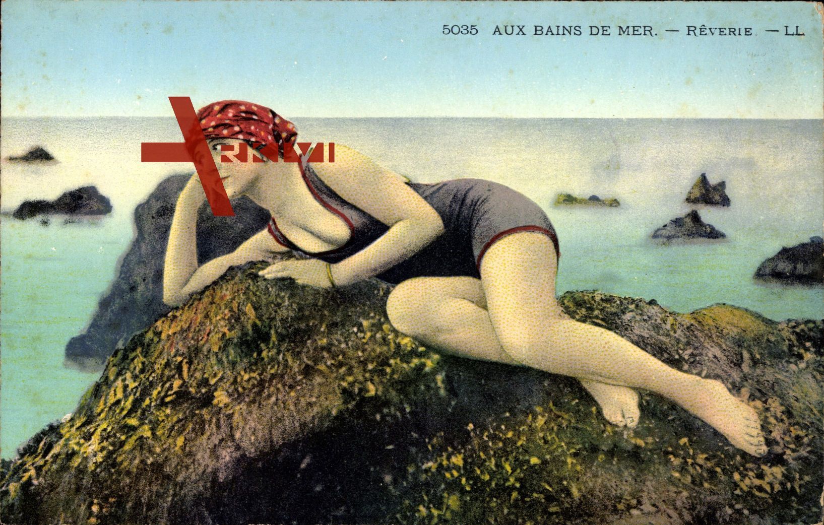 Aux Bains de Mer, Rêverie, Frau in Badekleid, Frankreich