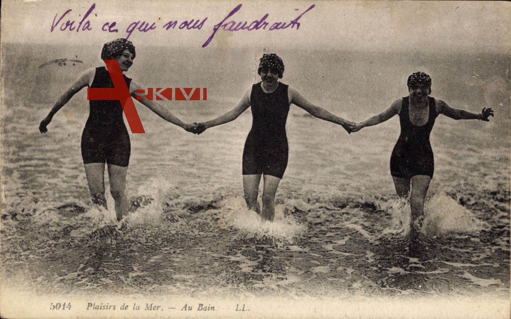 Plaisirs de la Mer, Au Bain, Drei junge Frauen im Wasser, Badekleider