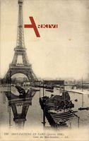 Paris, Inondation, Janvier 1910, Gare des Marchandises, Eiffelturm