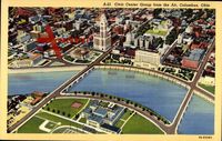 Columbus Ohio, Civic Center Group als Fliegeraufnahme um 1943 dargestellt
