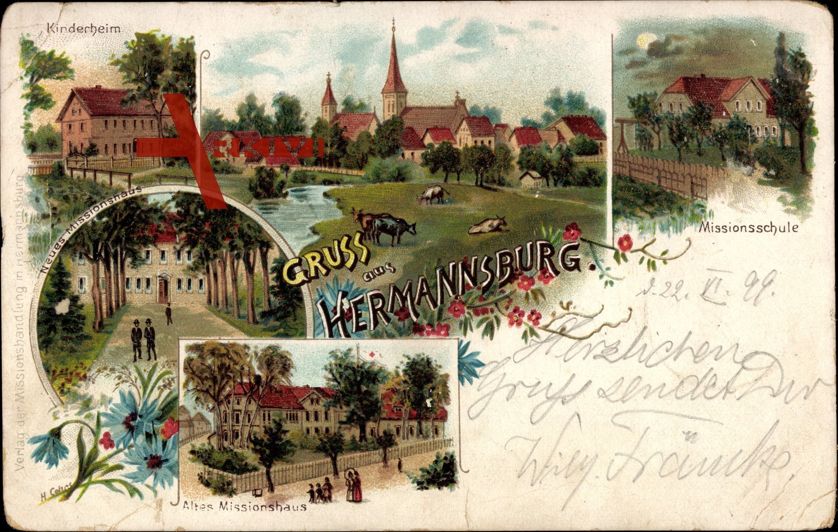 Hermannsburg in der Lüneburger Heide, Kinderheim, Missionsschule, Kühe
