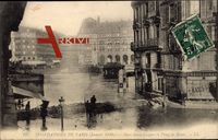 Paris, Inondation, Janvier 1910, Gare Saint Lazare et Place de Rome