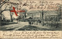 Ebstorf in der Lüneburger Heide, Domäne, Gutshof, Kinder auf dem Zaun