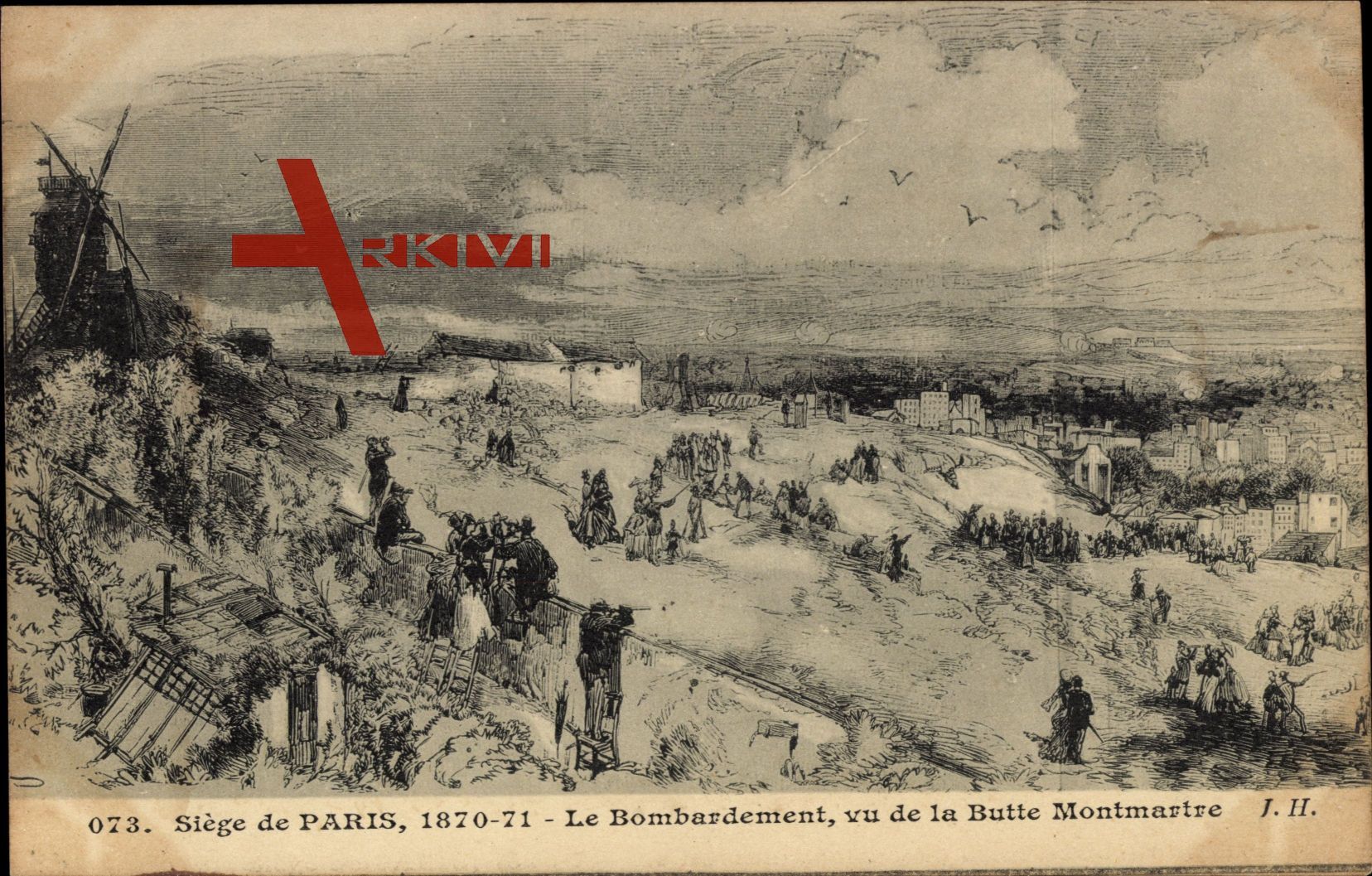 Siége de Paris, 1870 - 71, Bombardement, vue de la Butte Montmartre