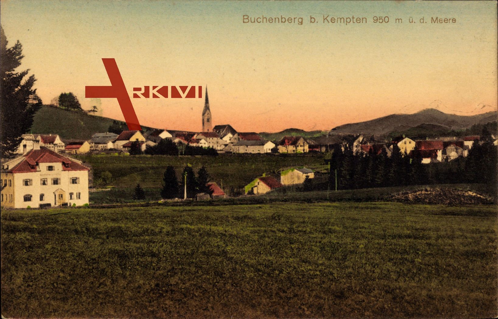 Buchenberg bei Kempten, Gesamtansicht mit Kirche zur Zeit der Weimarer Republik