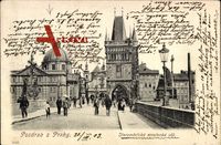 Praha Prag, Staromestská mostecká vez, Partie auf der Karlsbrücke
