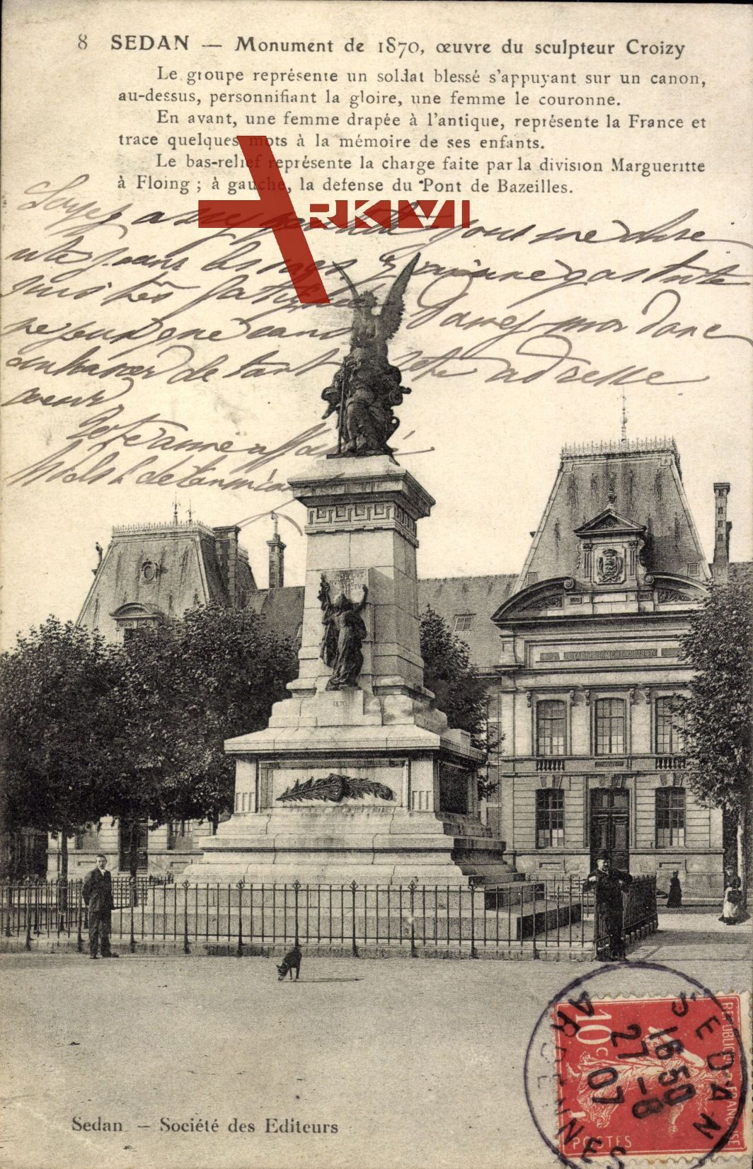 Sedan Ardennes, Monument du 1870, oeuvre du sculptur Croizy