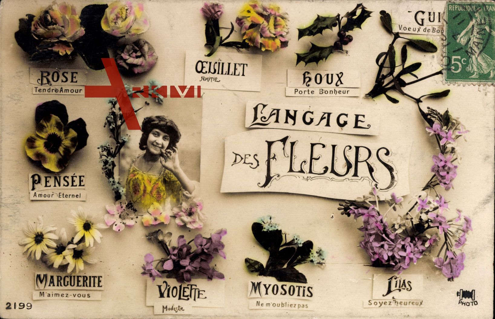 Langage des Fleurs, Blumensprache, Rose, Pensée, Marguerite, Violette