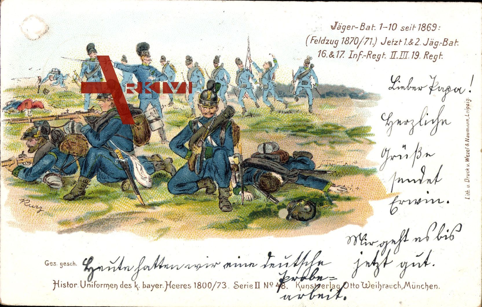 Regiment Jäger Bat. 1-10 seit 1869, Feldzug 1870, Inf. Regt. II III 19 Reg