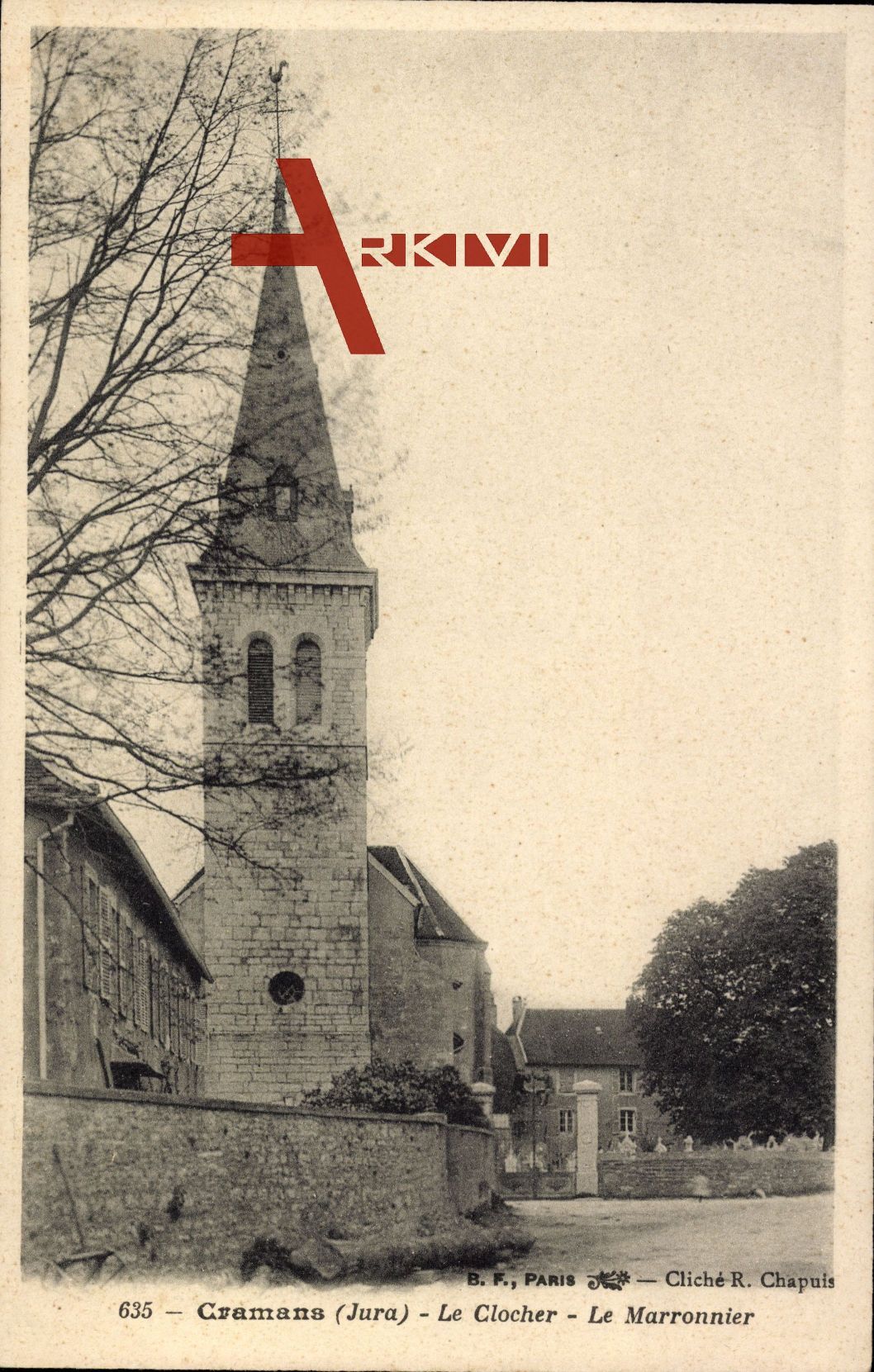 Cramans Jura, Le Clocher, Le Marronnier, Kirchturm, Mauer, Friedhof