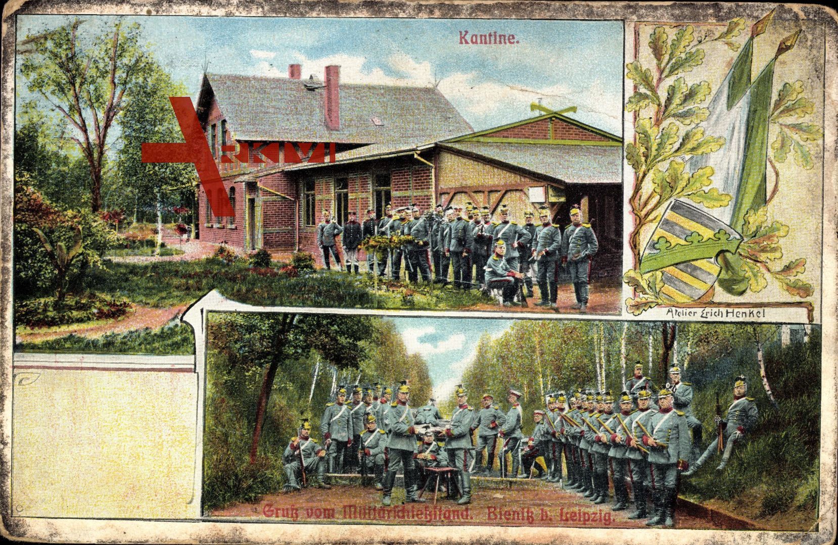 Bienitz Leipzig, Militärschießtand, Ulanen, Kantine, Wappen