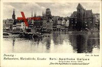 Gdańsk Danzig, Rathausturm, Marienkirche, Krantor, Rats Apotheke Uelzen