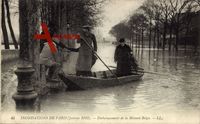 Paris, Inondation de la Seine, Janvier 1910, Embarquement de la Mission Belge