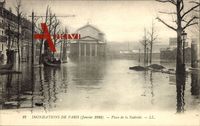 Paris, Inondation de la Seine, Janvier 1910, Place de la Nativité