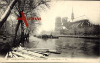 Paris, Inondation 1910, vue générale de la Notre Dame