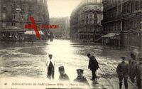 Paris, Inondation de la Seine, Janvier 1910, Place de Rome