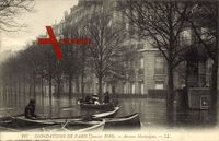 Paris, Inondation de la Seine, Janvier 1910, Avenue Montaigne