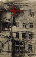Berliner Straßenkämpfe im Spartakusaufstand 1919, durch Artillerie-Treffer zerstörtes Haus in der alten Schützenstrasse