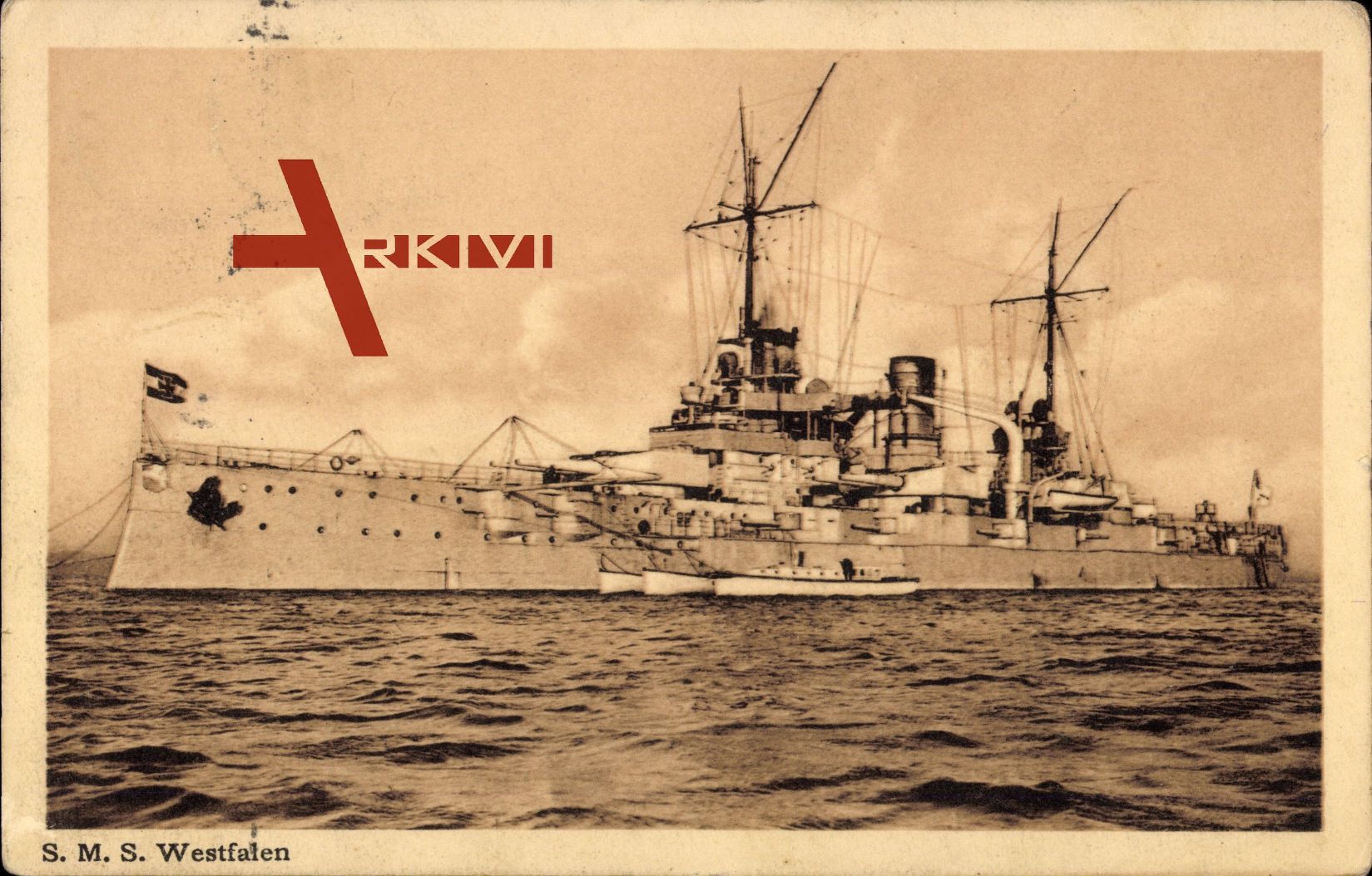 Deutsches Kriegsschiff, S.M.S. Westfalen, Ansicht Backbord