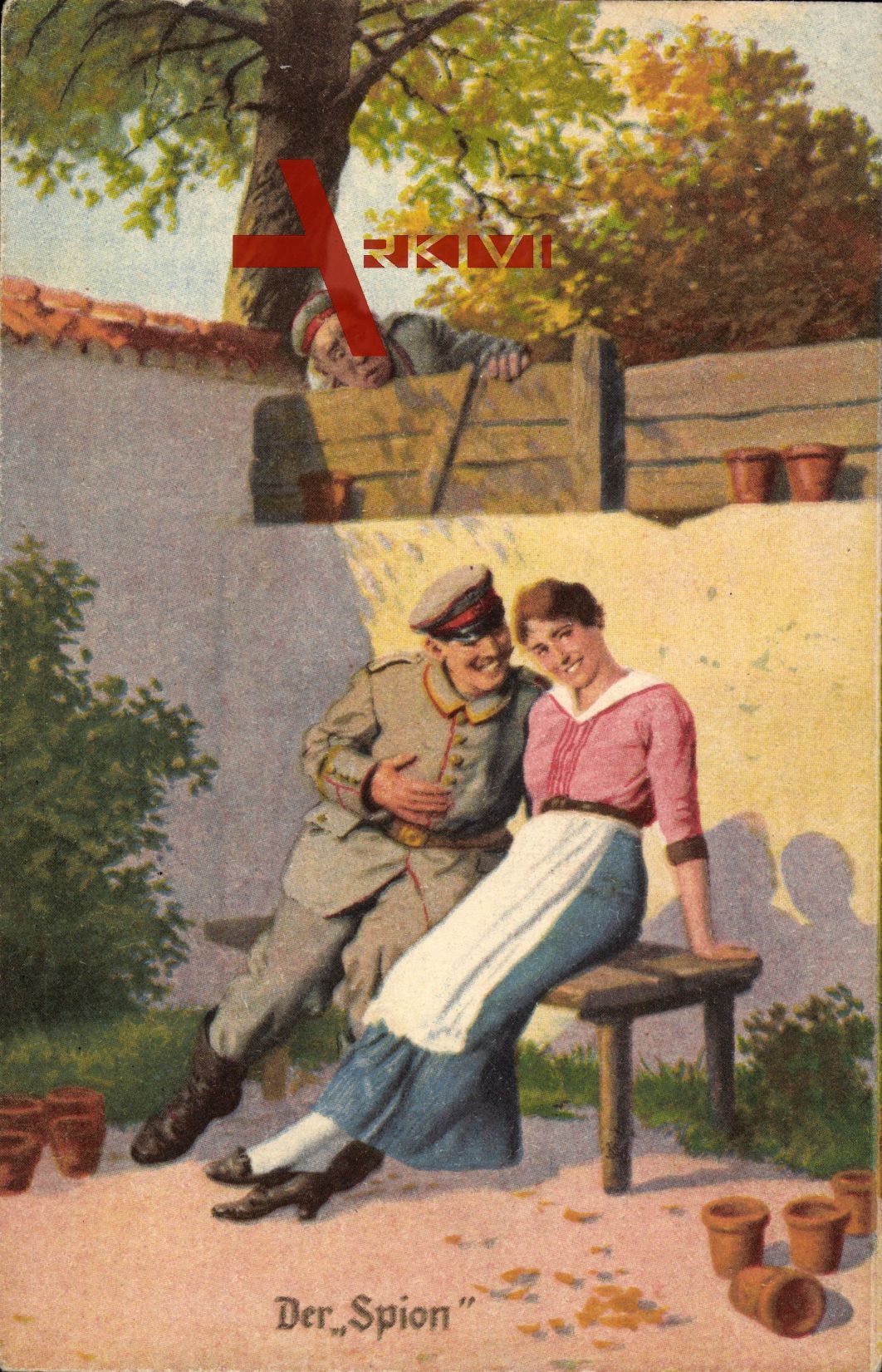 Der Spion, Soldat flirtet mit einer Frau, Karte Nr. 5, Immer Fachmann